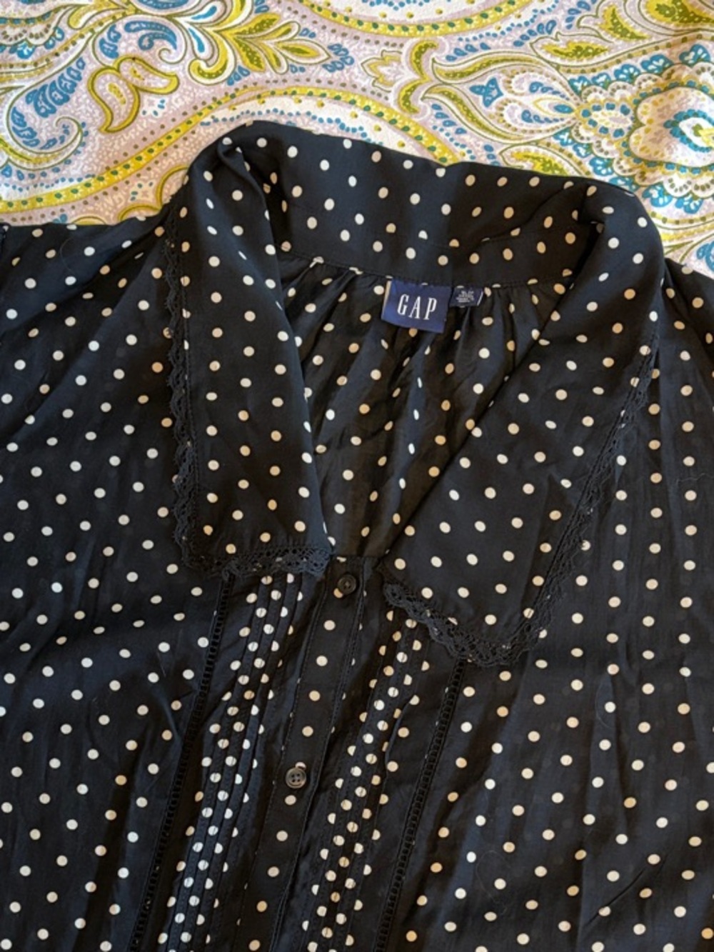 GAP Black and White Polka Dot Button-Down Blouse